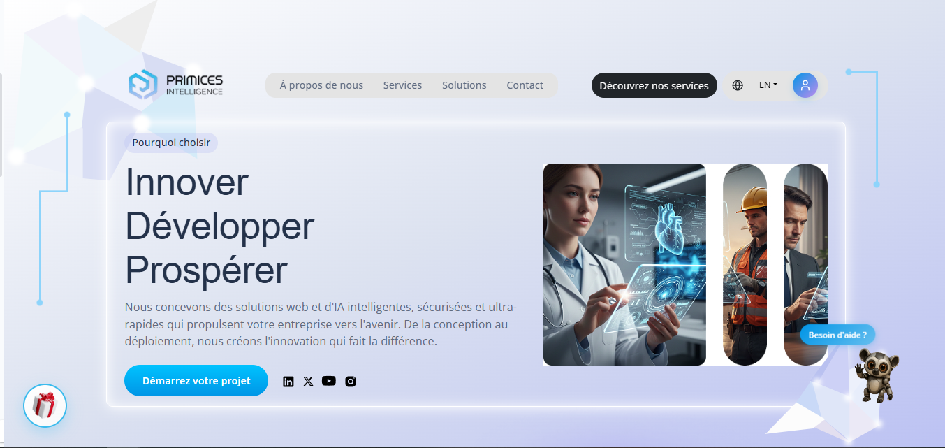 Chez Primices Intelligentes, une agence digitale vitrine moderne et évolutive